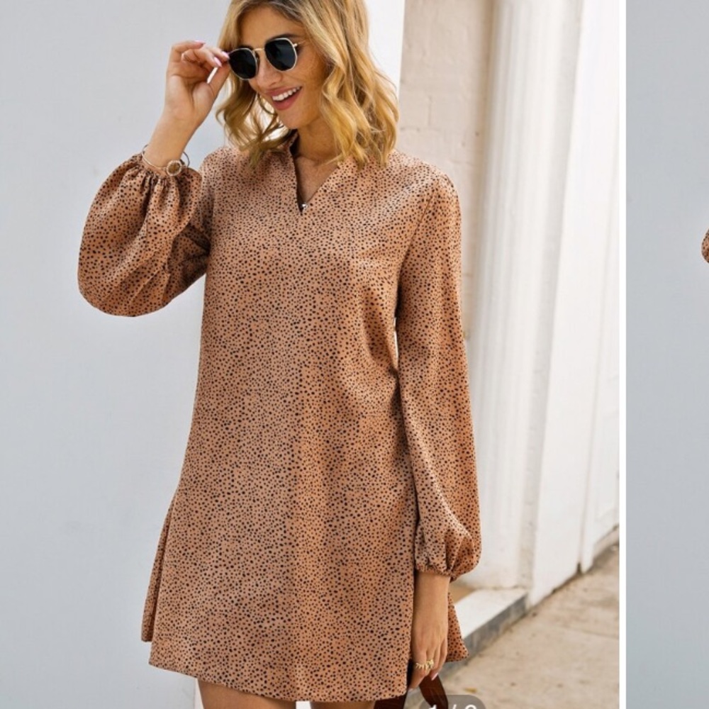 Cheetah Print Bishop Sleeve Mini Dress